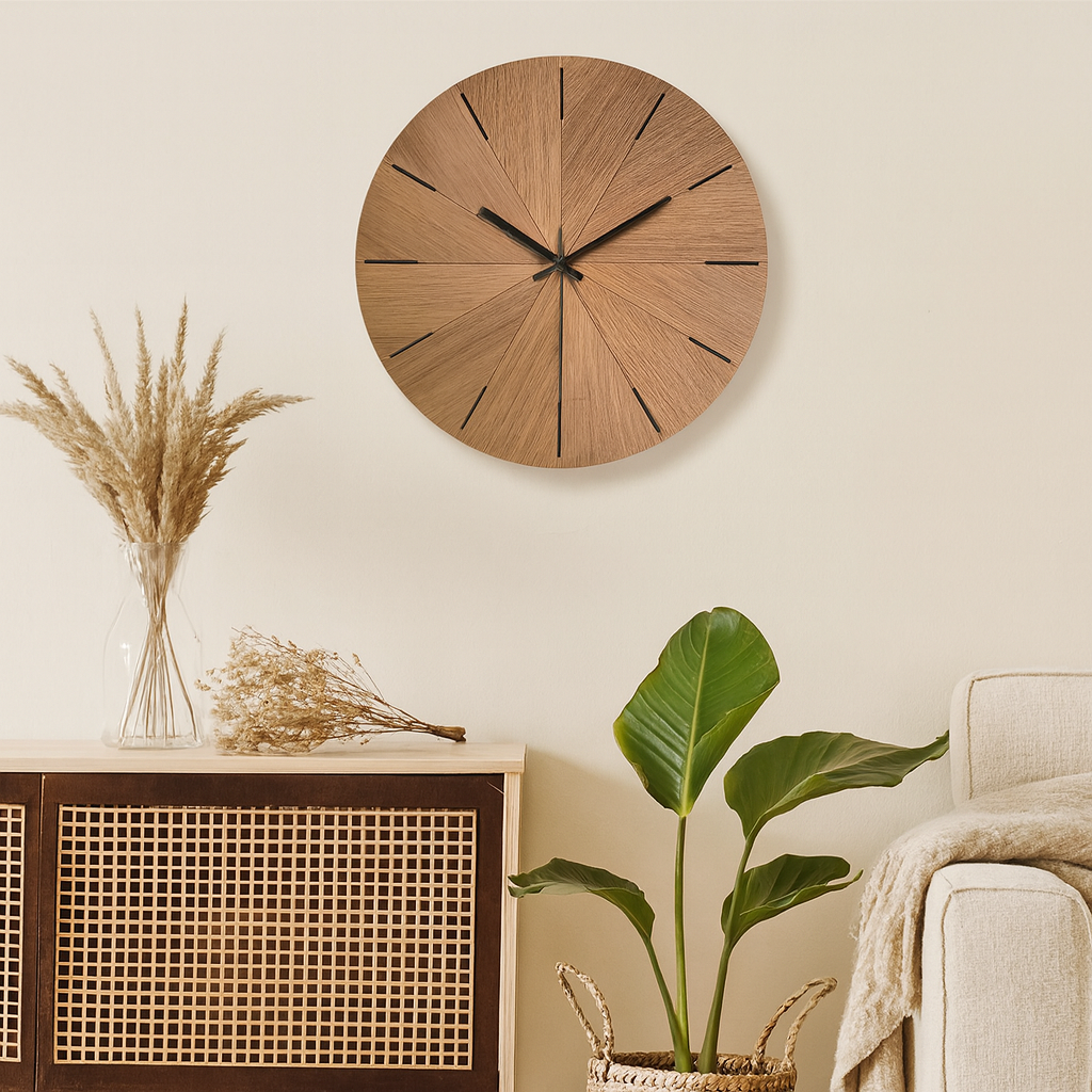 Horloge murale bois silencieuse style bohème chic-Déco Bohème