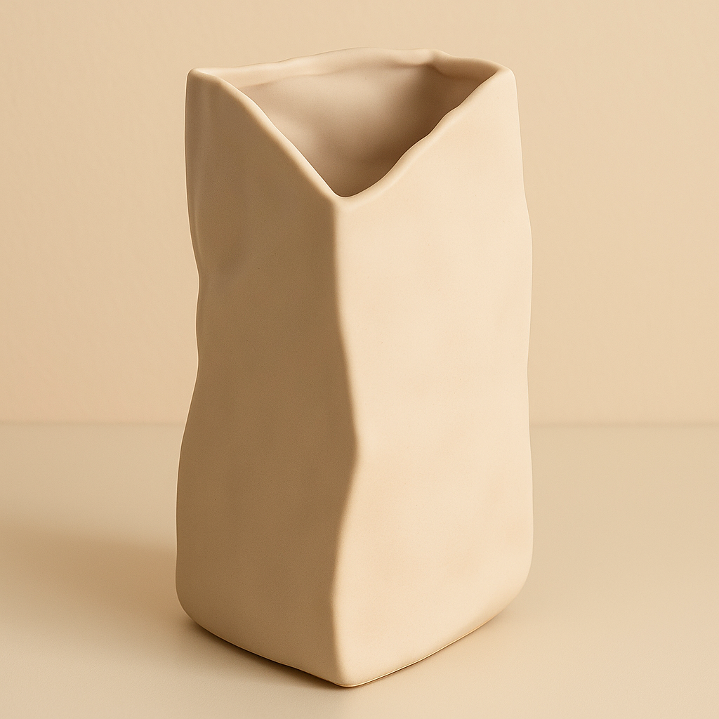 Vase Triangulaire Plissé en Céramique-Déco Bohème