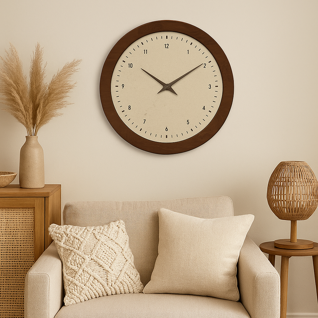 Horloge murale bohème ronde bois porcelaine motif cristal-Déco Bohème