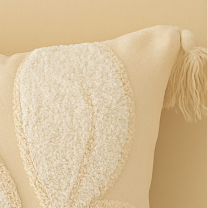 Housse de Coussin Texturée Feuille d’Ivoire-Déco Bohème