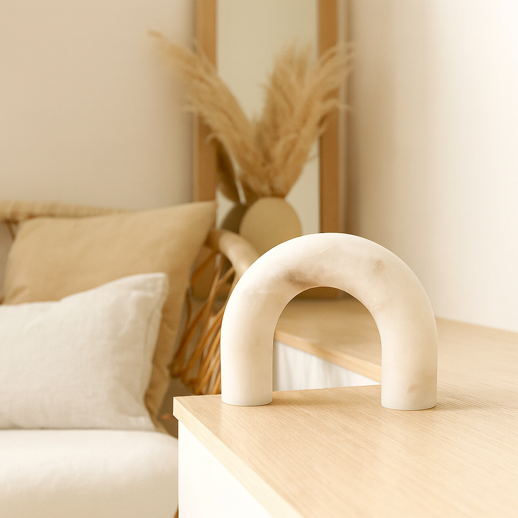 Sculpture Arche Géométrique Jaune en Marbre design-Déco Bohème