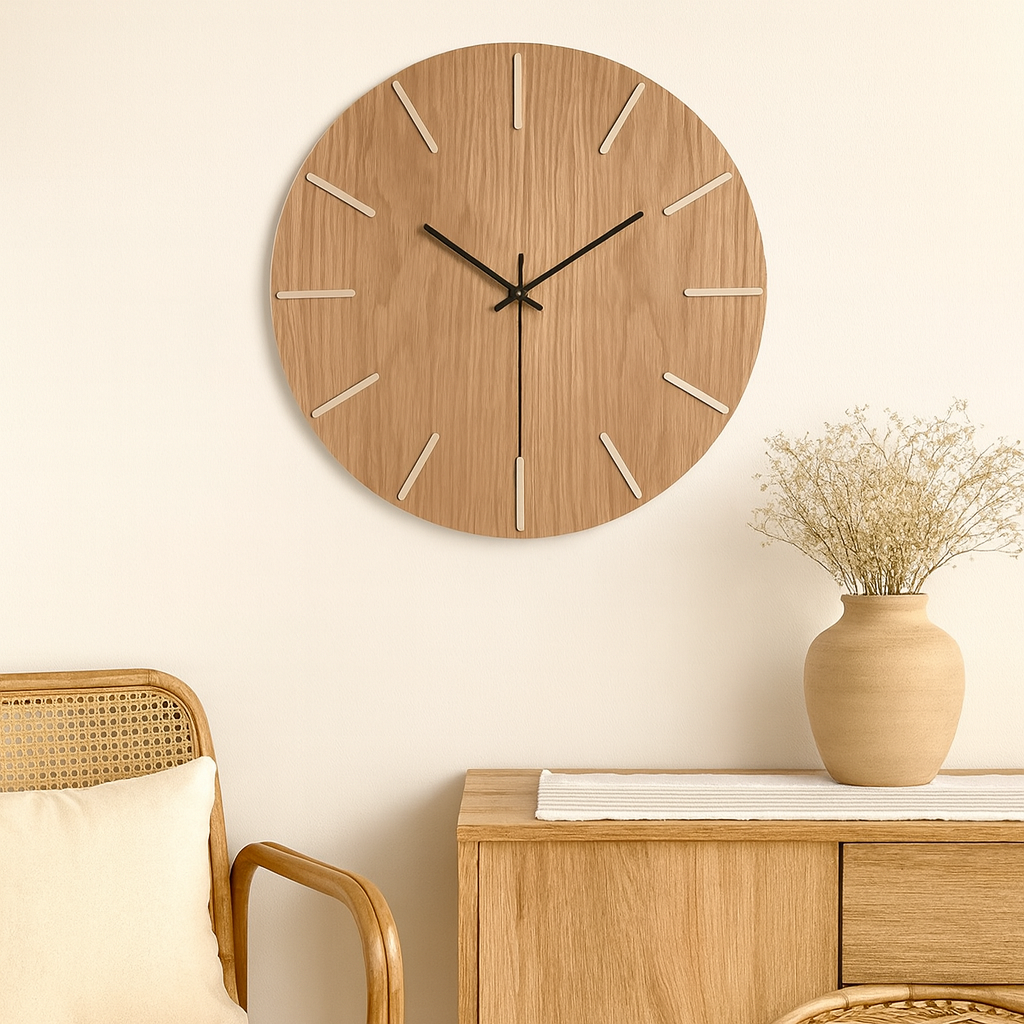 Horloge murale bois silencieuse style américain 30cm