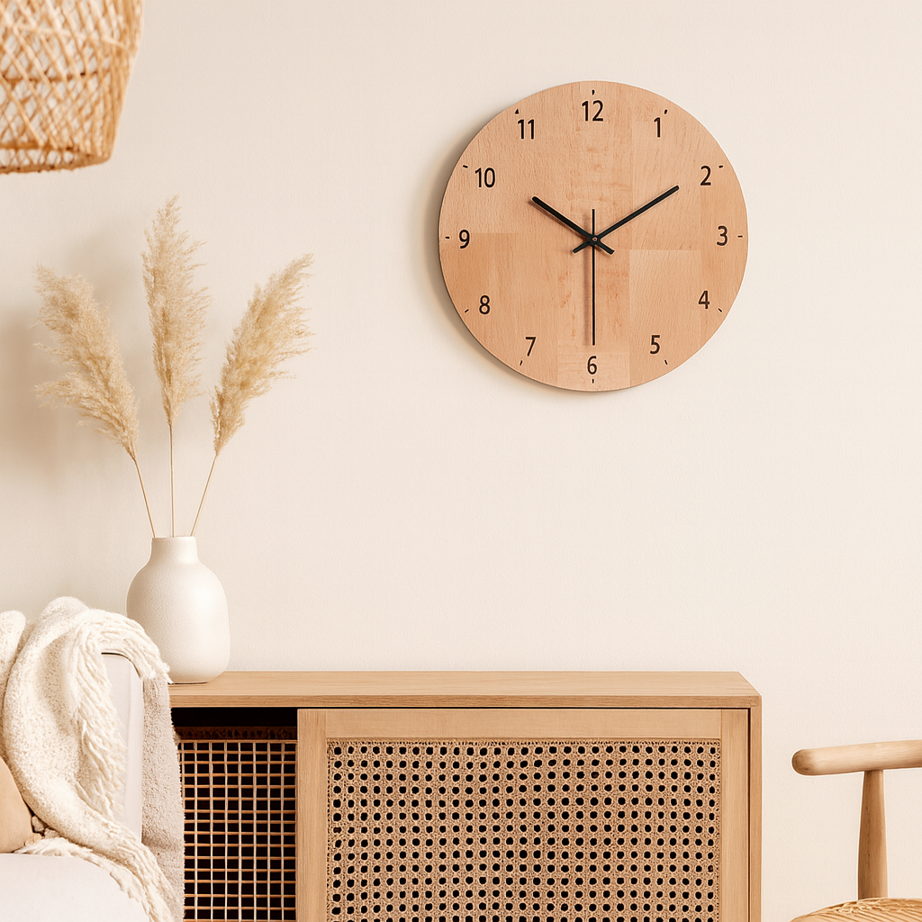 Horloge Murale Bois Design Américain Silencieuse