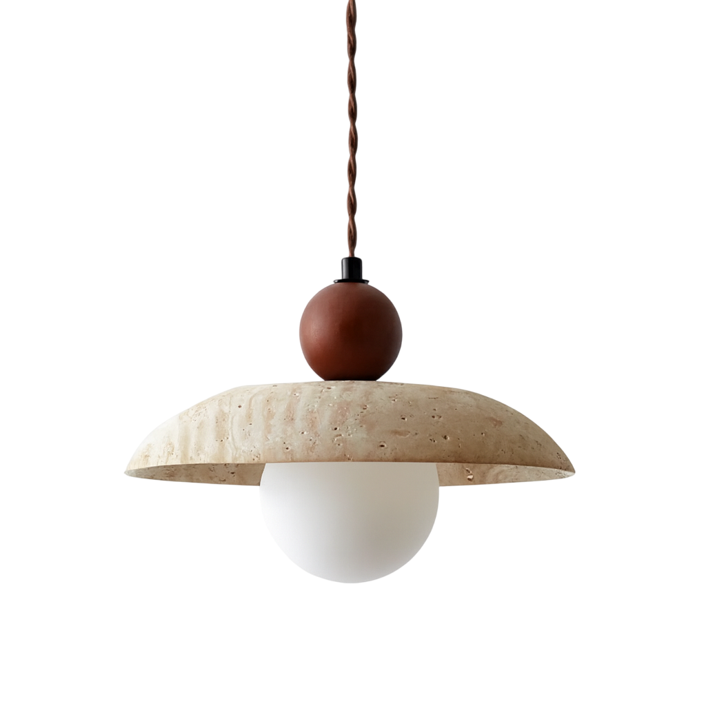 Suspension Aluna Travertin et Bois-Déco Bohème