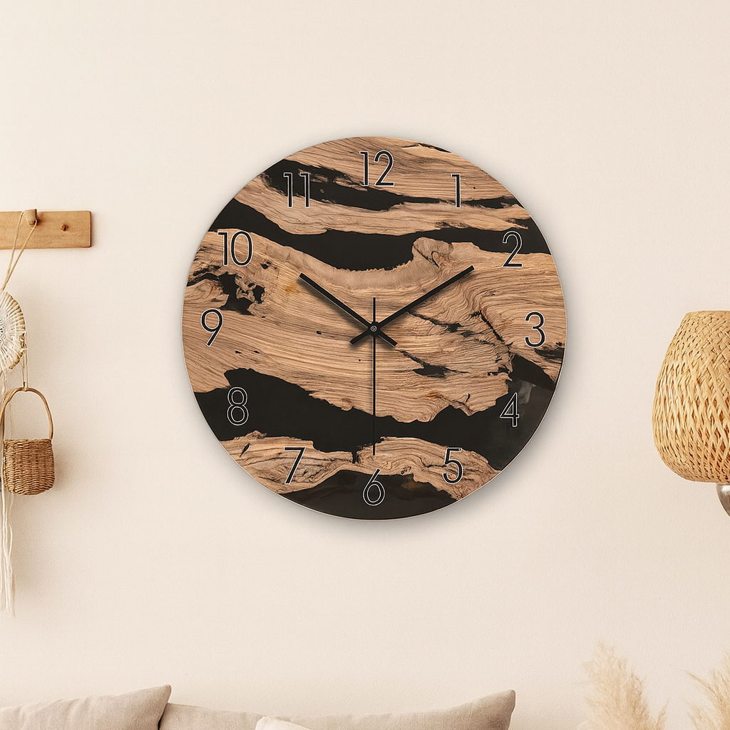 Horloge murale bois design bohème silencieuse