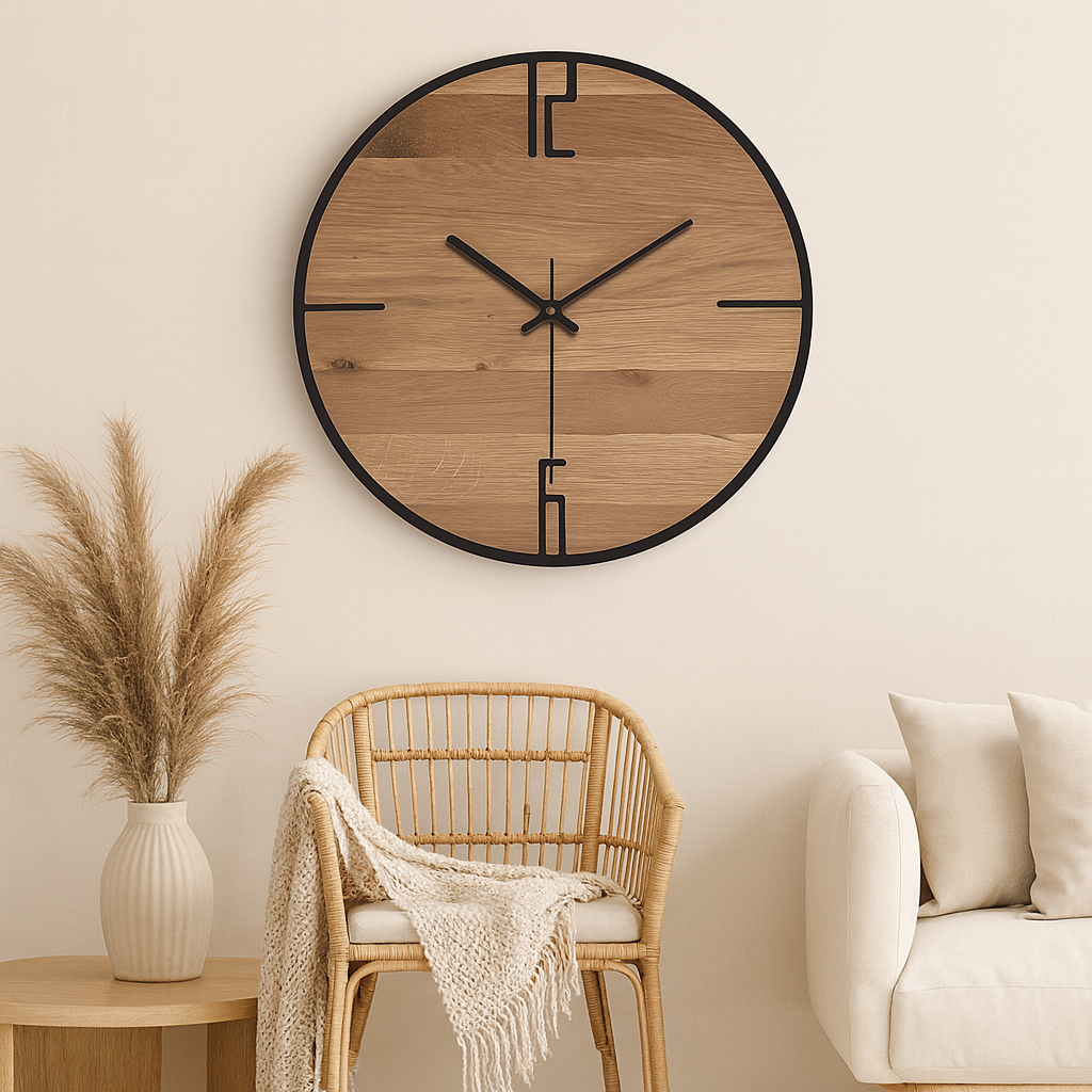 Horloge murale en bois design minimaliste