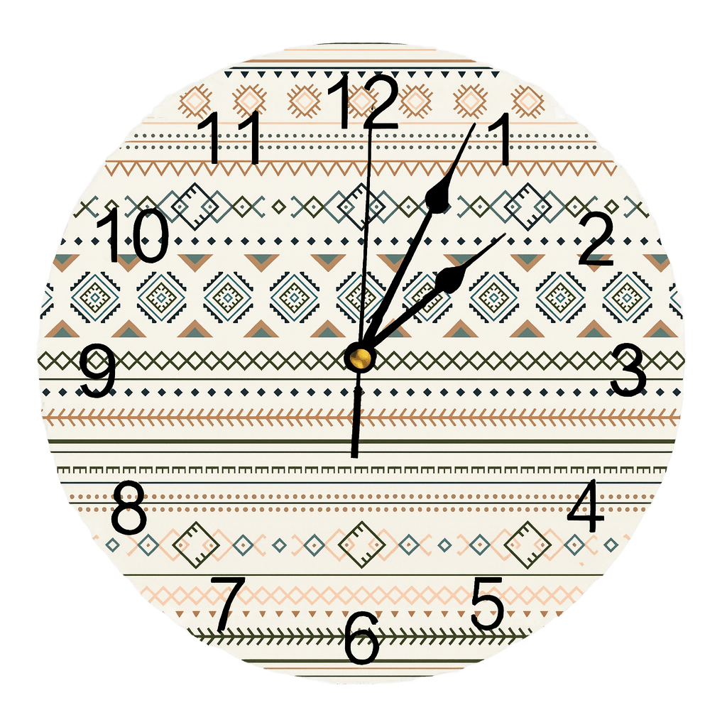 Grande Horloge Murale Bohème Géométrique Silencieuse-Déco Bohème