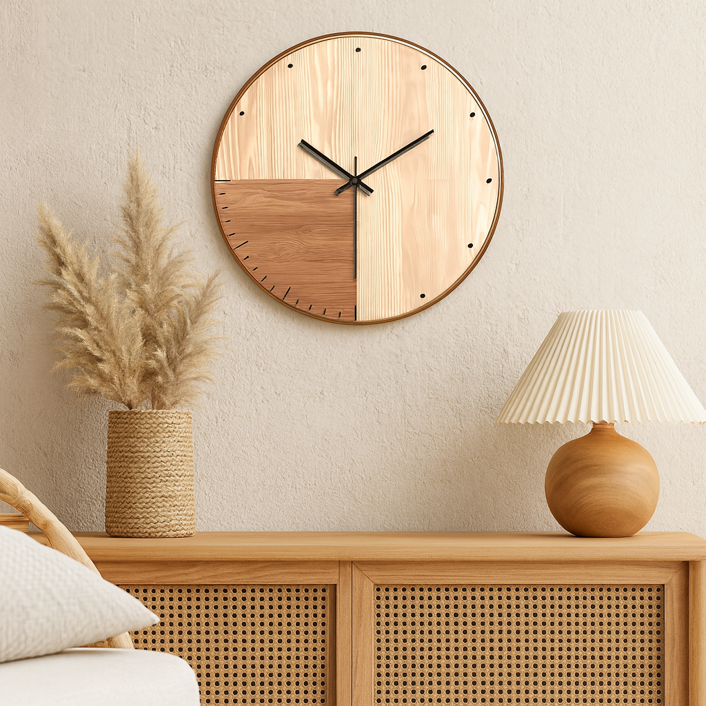 Horloge murale bois silence design américain