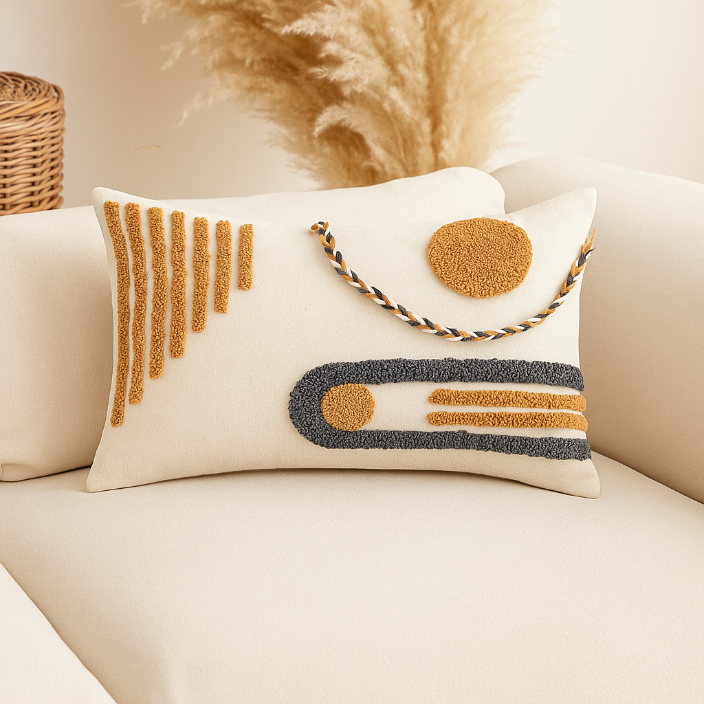 Housse de Coussin Bohème Rectangle Soleil Nomade-Déco Bohème