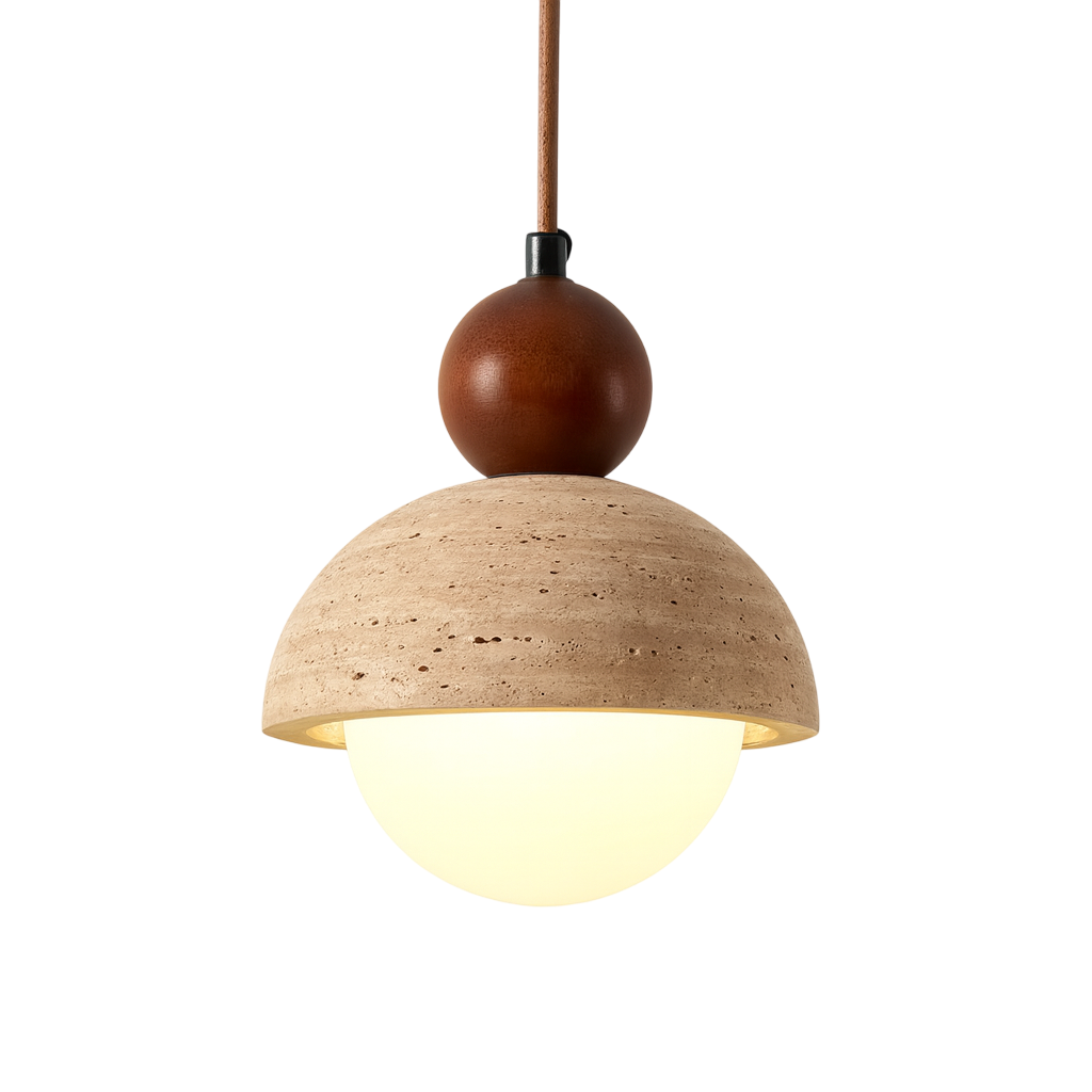 Suspension en pierre travertin jaune minimaliste chic-Déco Bohème