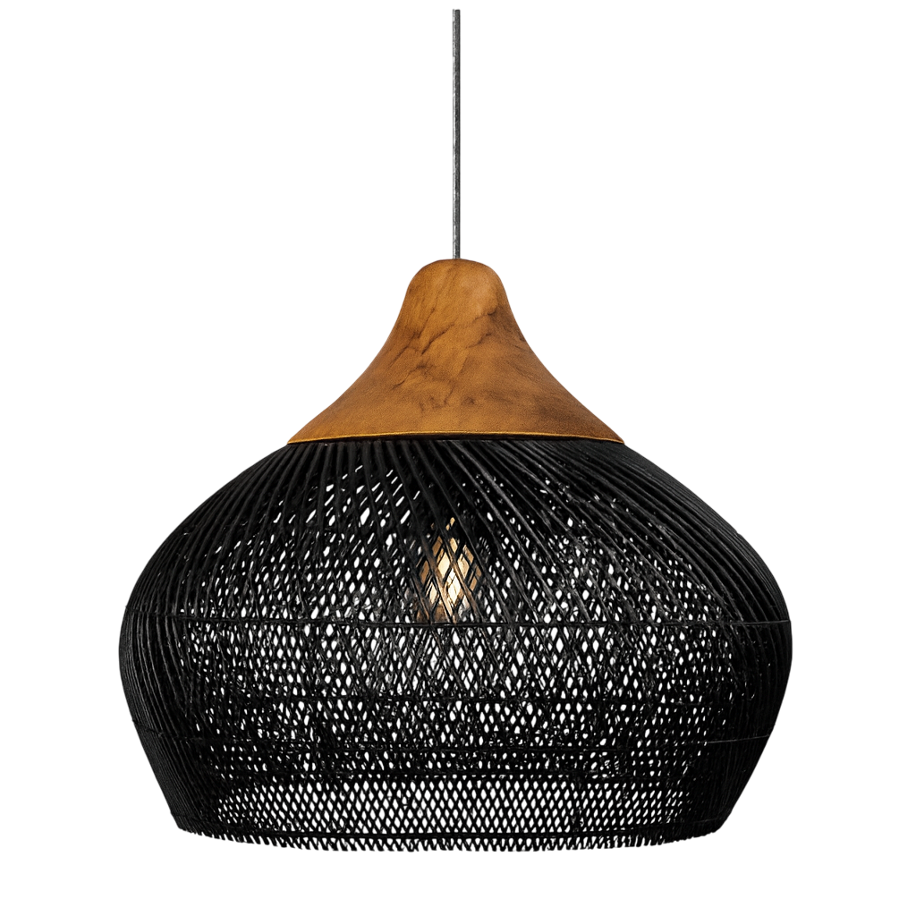 Suspension Bohème en Rotin Noire LED