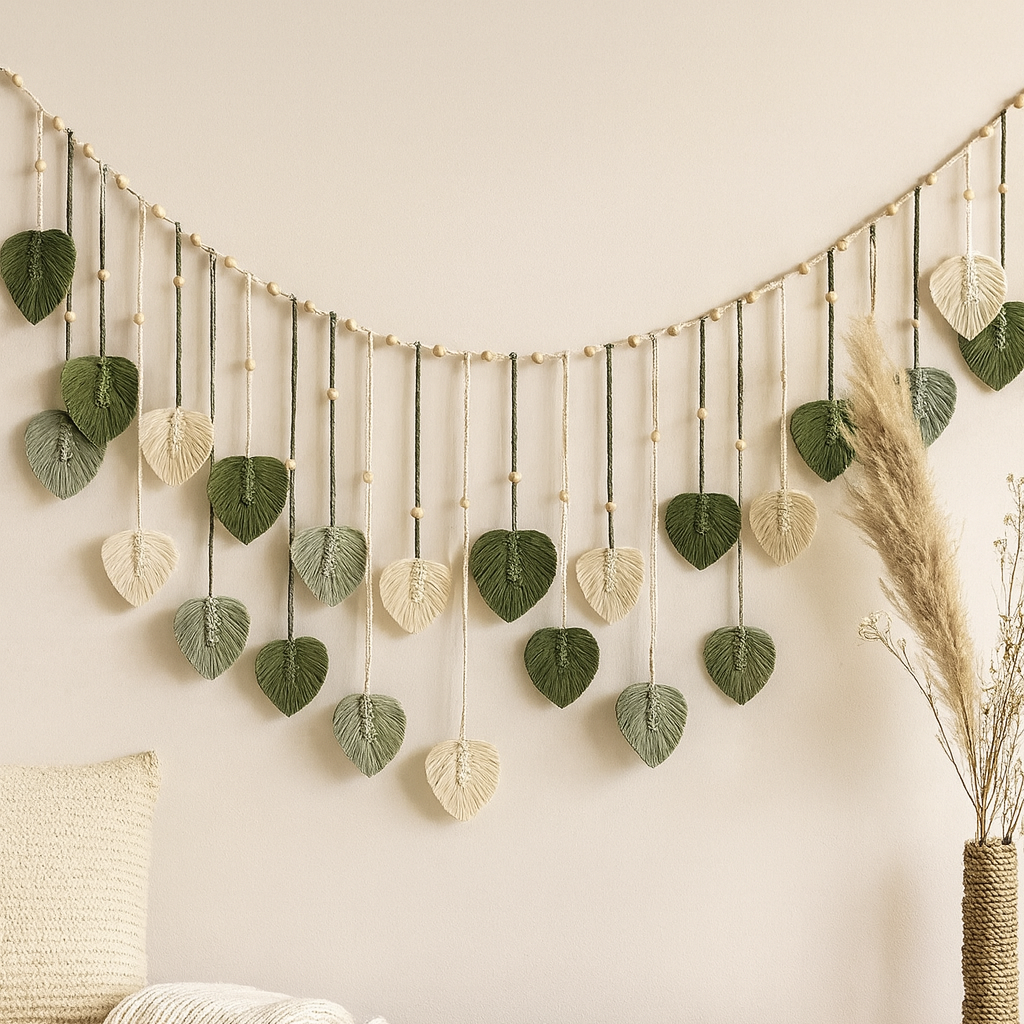 Suspension Murale Macramé Bohème à Feuilles-Déco Bohème