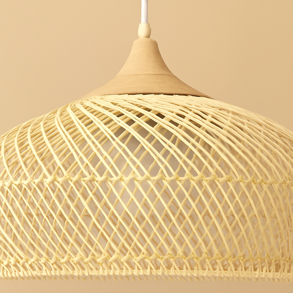 Suspension bohème chic LED bambou et rotin WabiSabi