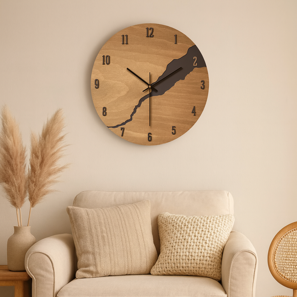Horloge murale bois design bohème chic silencieuse