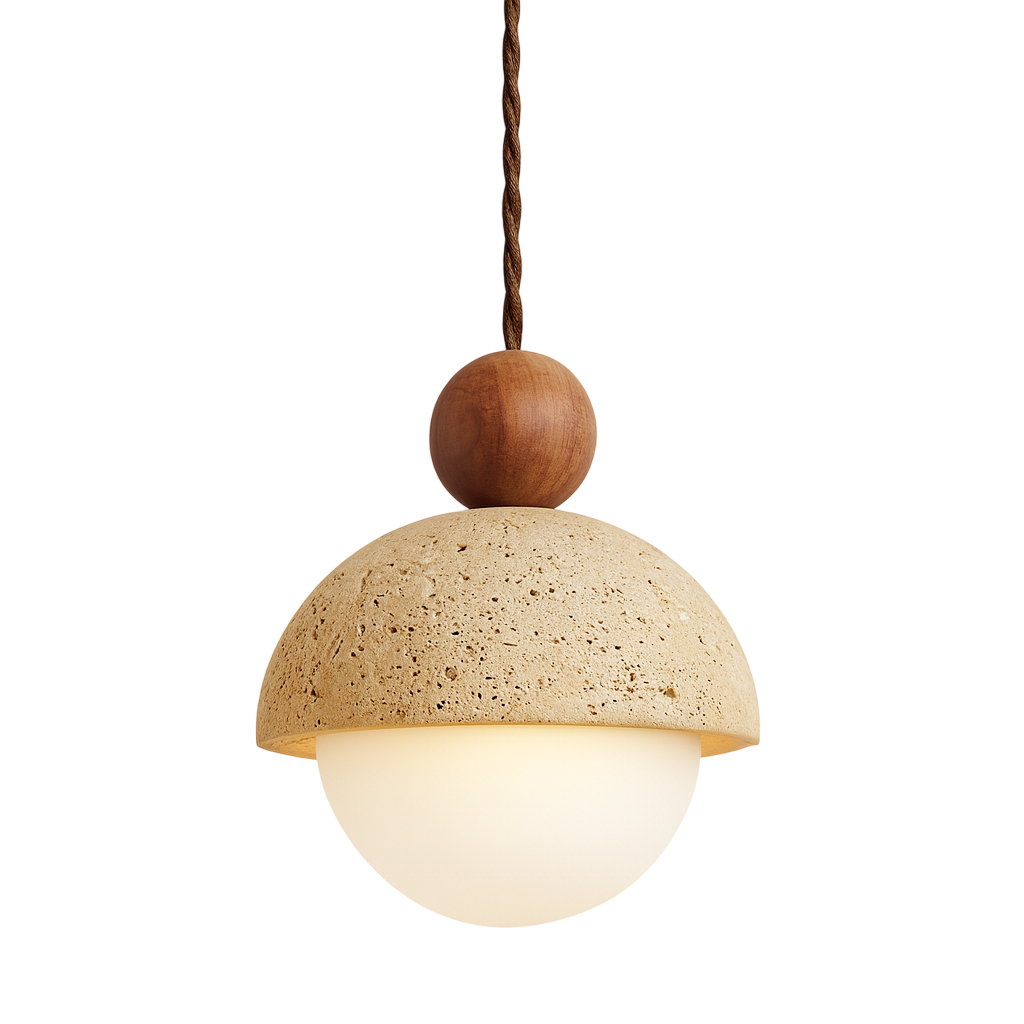 Suspension Soléa Travertin et Bois