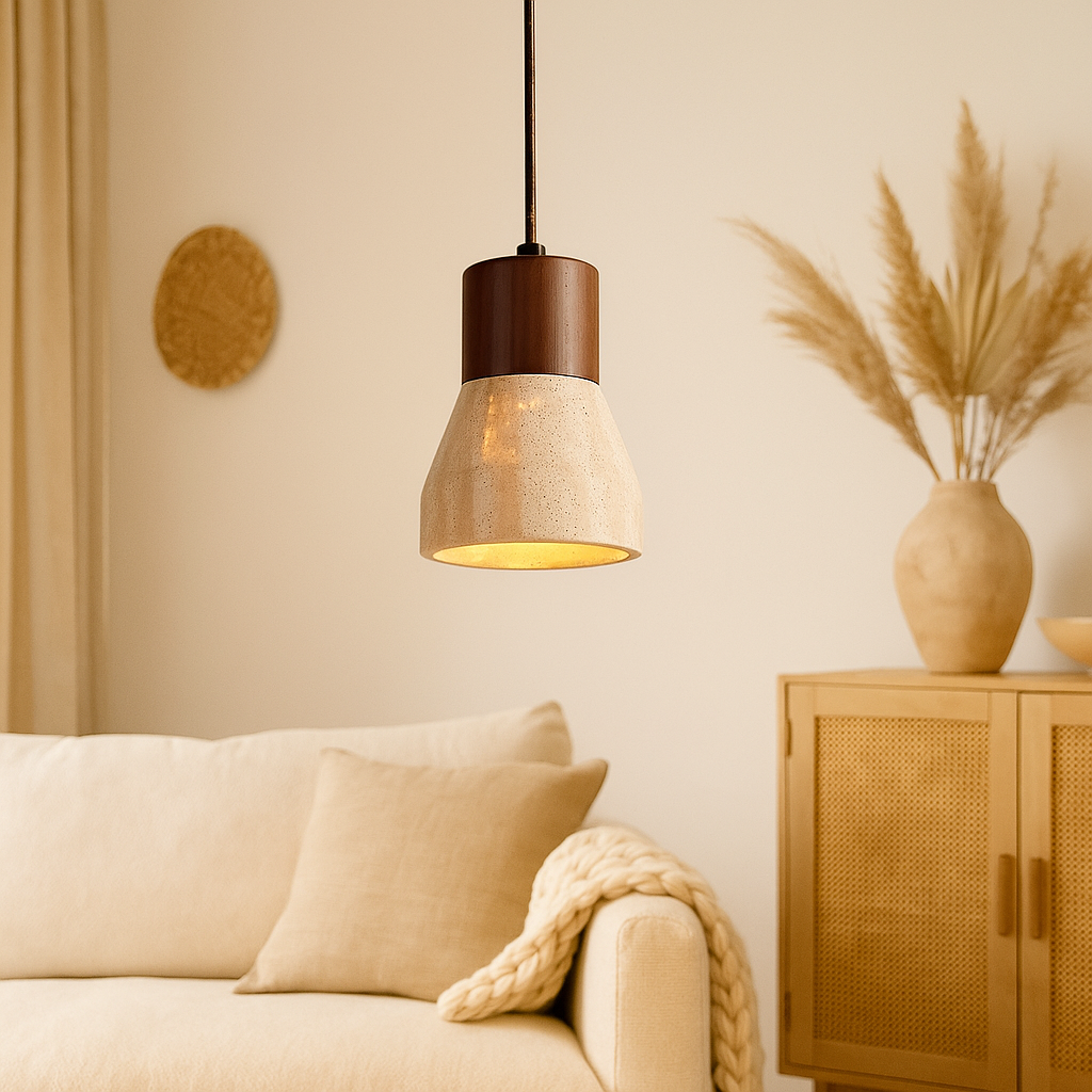 Suspension Sienna Travertin et Bois-Déco Bohème