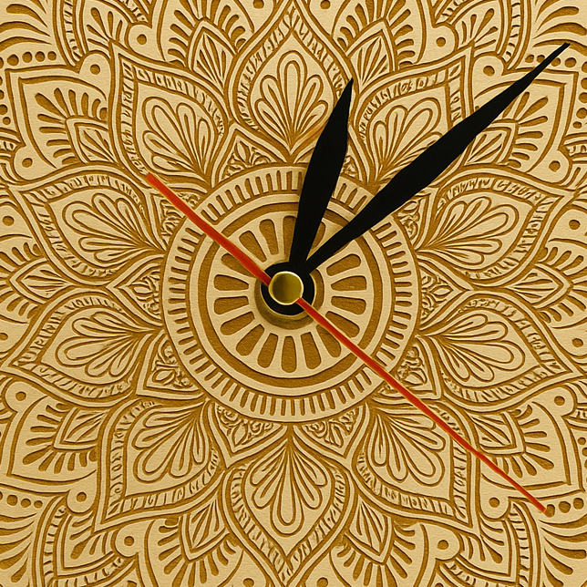 Horloge Murale Mandala Fleur en Bois Silence Design-Déco Bohème
