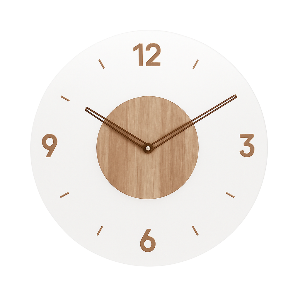 Horloge murale suspendue bois et transparent