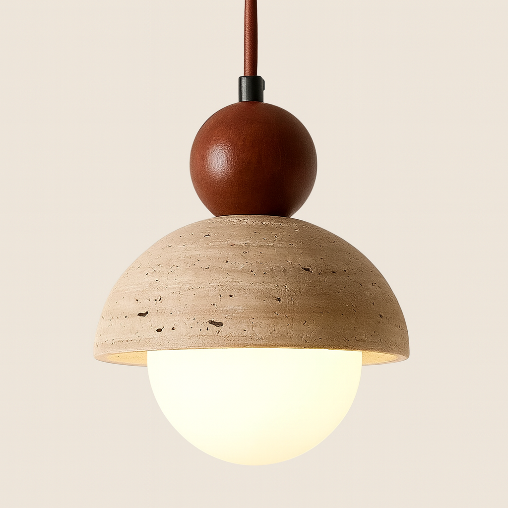 Suspension en pierre travertin jaune minimaliste chic-Déco Bohème