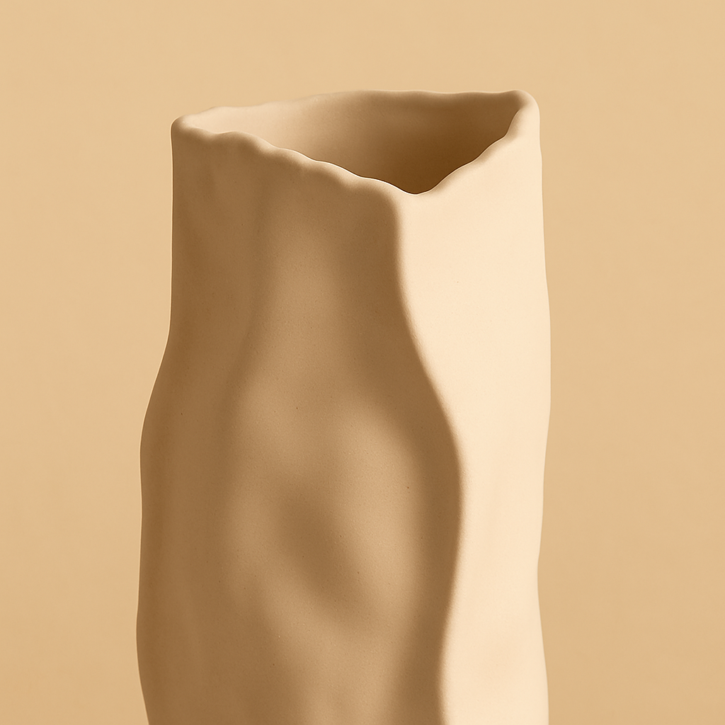 Vase kaki en céramique triangle froissé-Déco Bohème