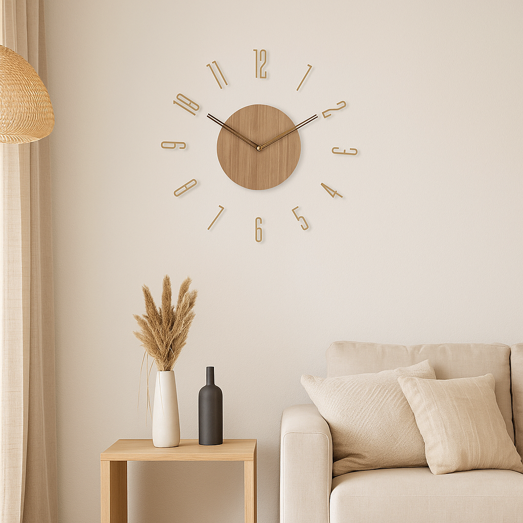 Horloge murale suspendue bois et acrylique silencieuse-Déco Bohème