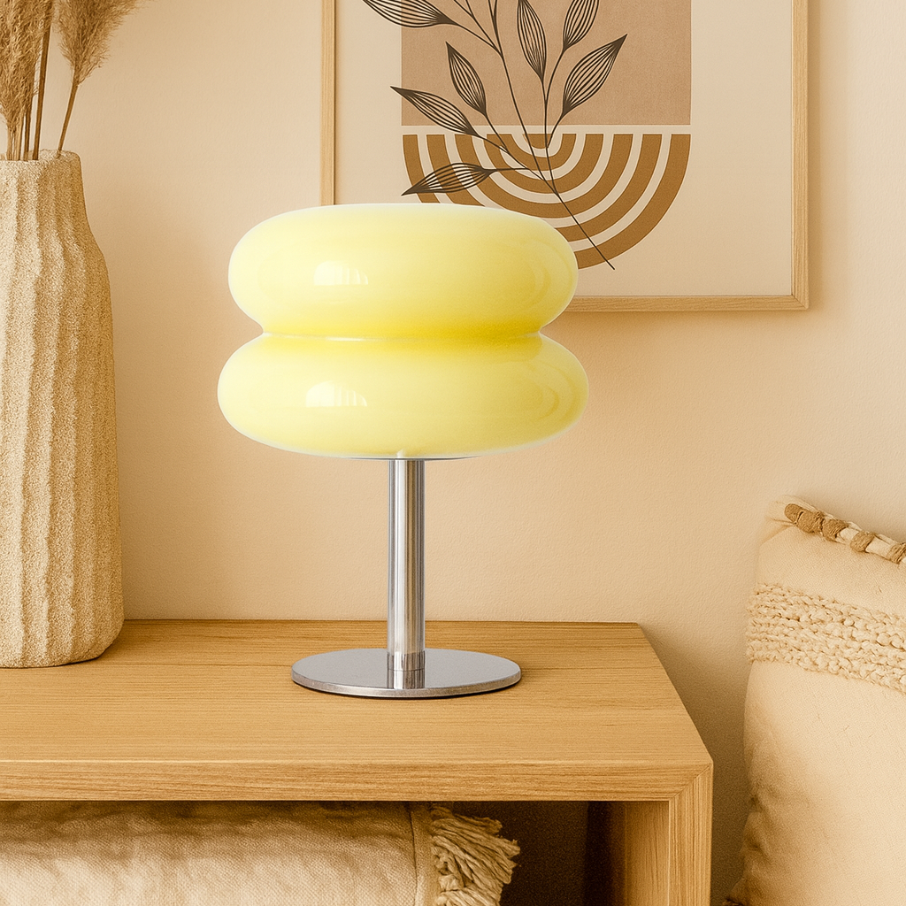 Lampe Macaron en Verre Créme-Déco Bohème