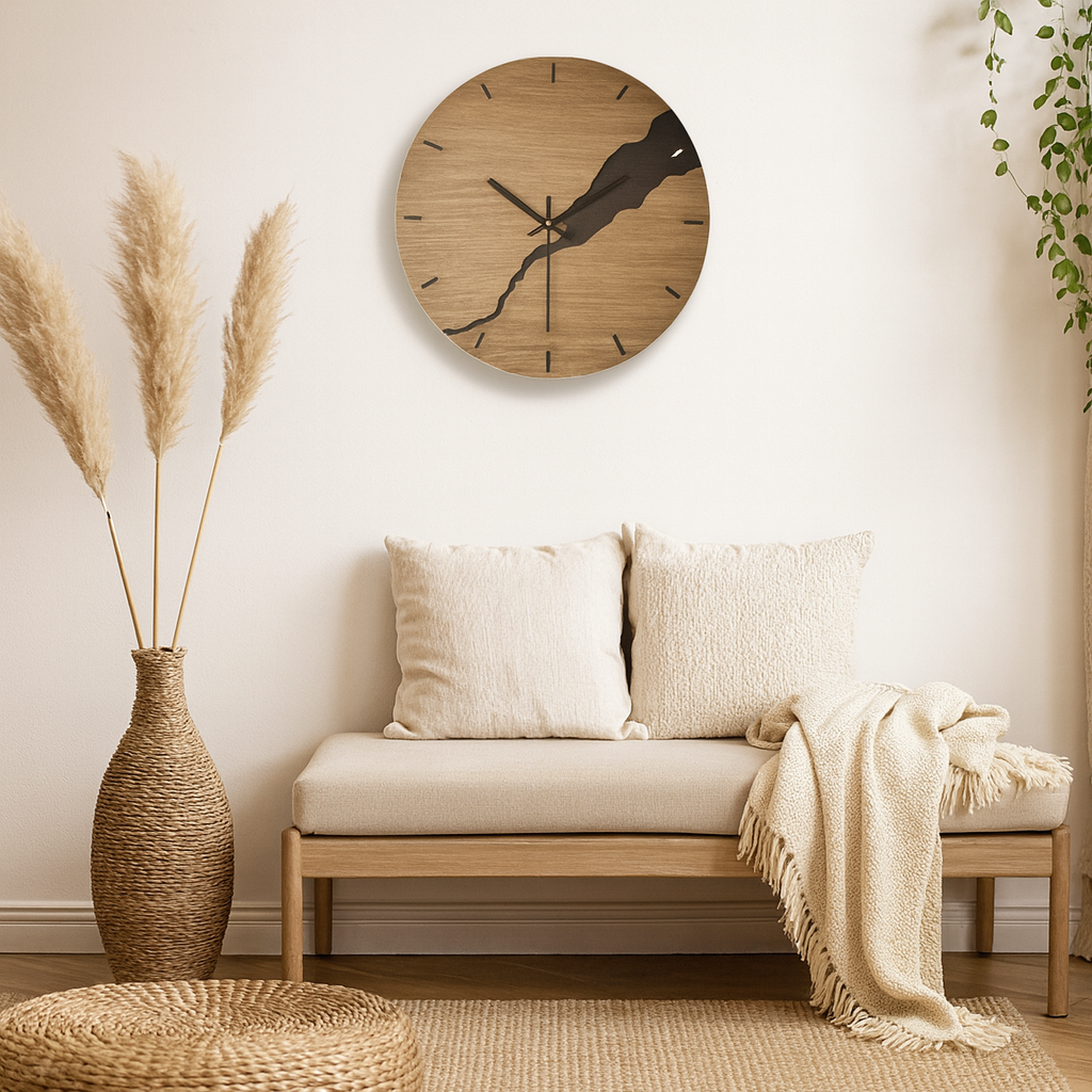 Horloge murale silencieuse bois design bohème chic