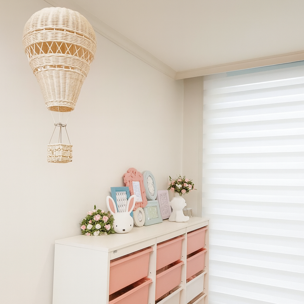 Suspension Enfant Montgolfière en Rotin