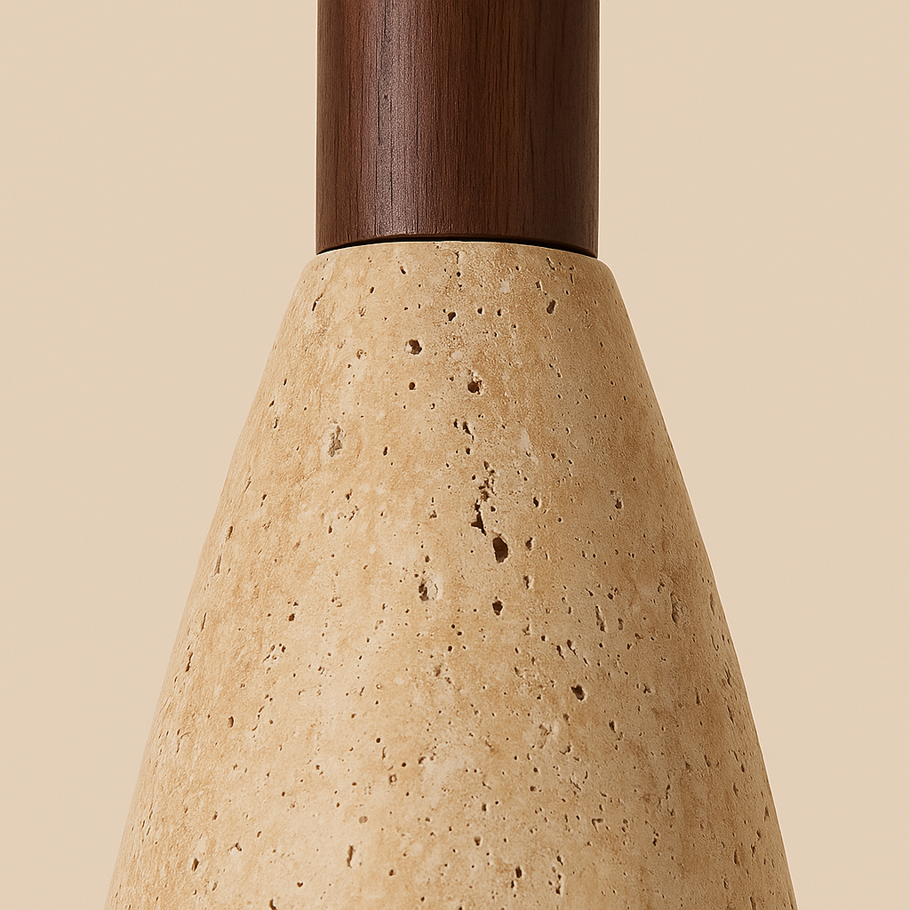 Suspension Fine en travertin et bois LED style bohème-Déco Bohème