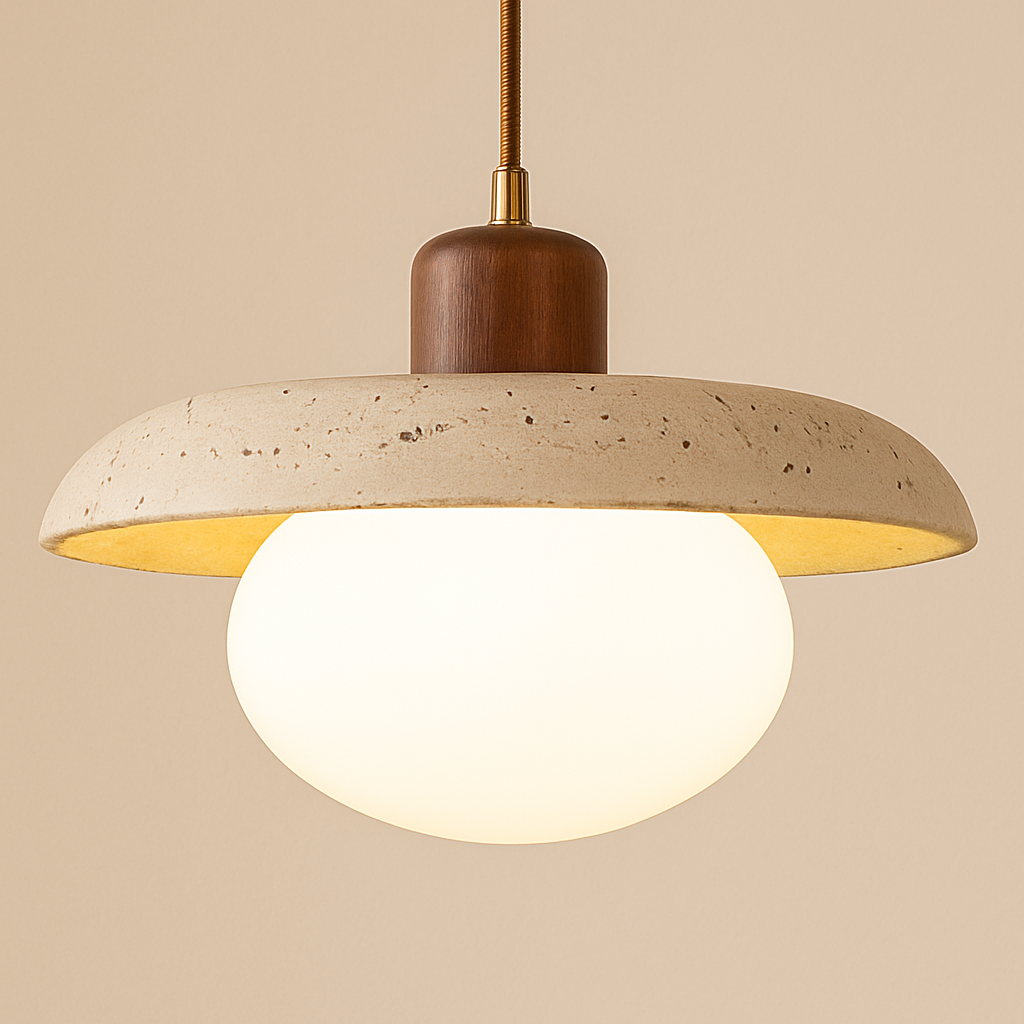 Suspension LED Pierre Travertin Jaune-Déco Bohème