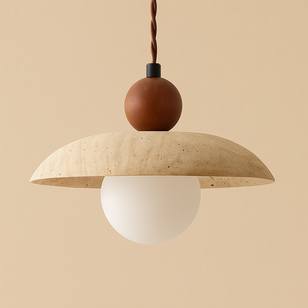 Suspension Aluna Travertin et Bois-Déco Bohème