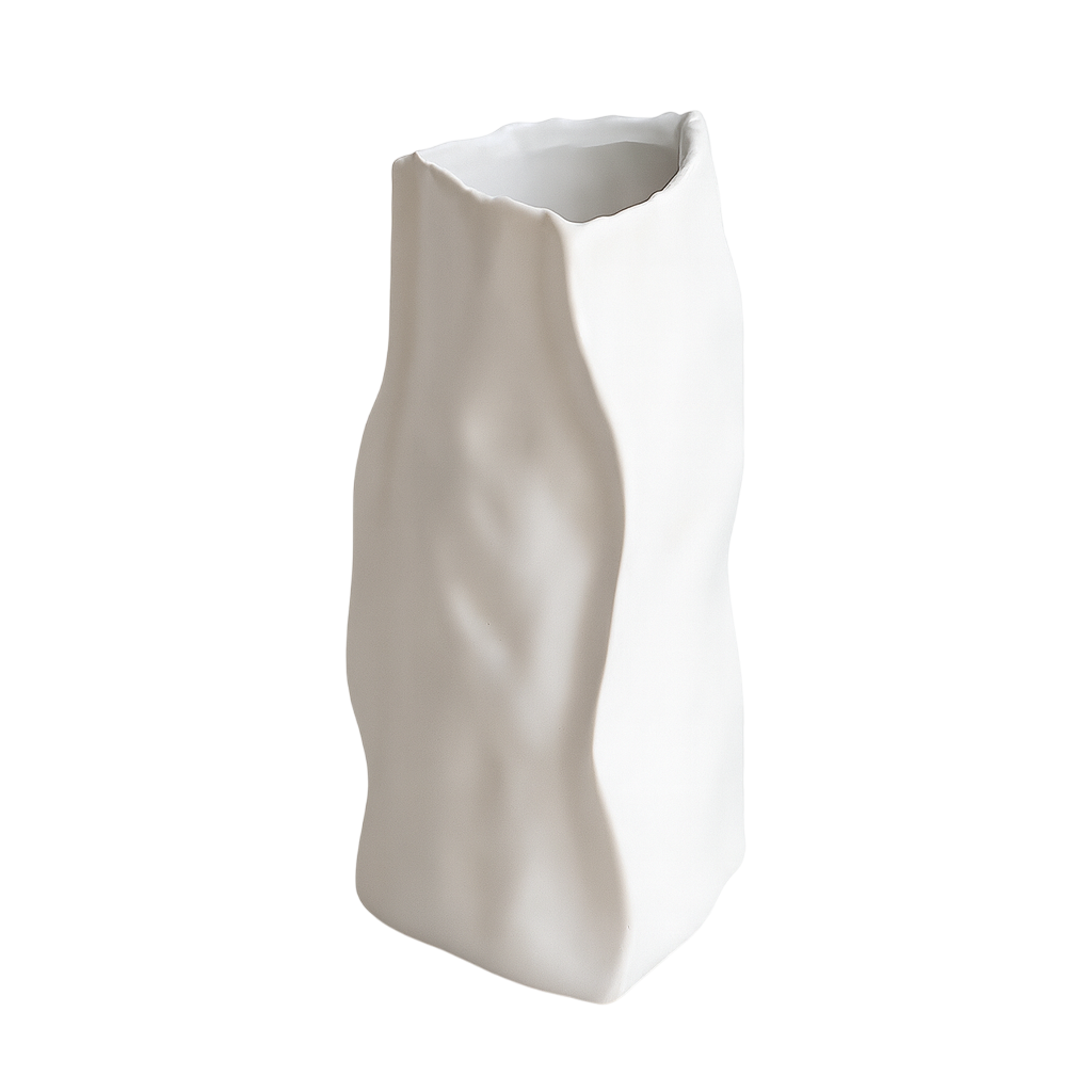 Vase Triangle Effet Froissé en Céramique-Déco Bohème