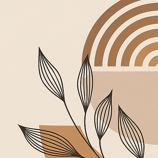 Affiche “Sérénité Végétale” - Feuillage graphique et tons beiges-Déco Bohème