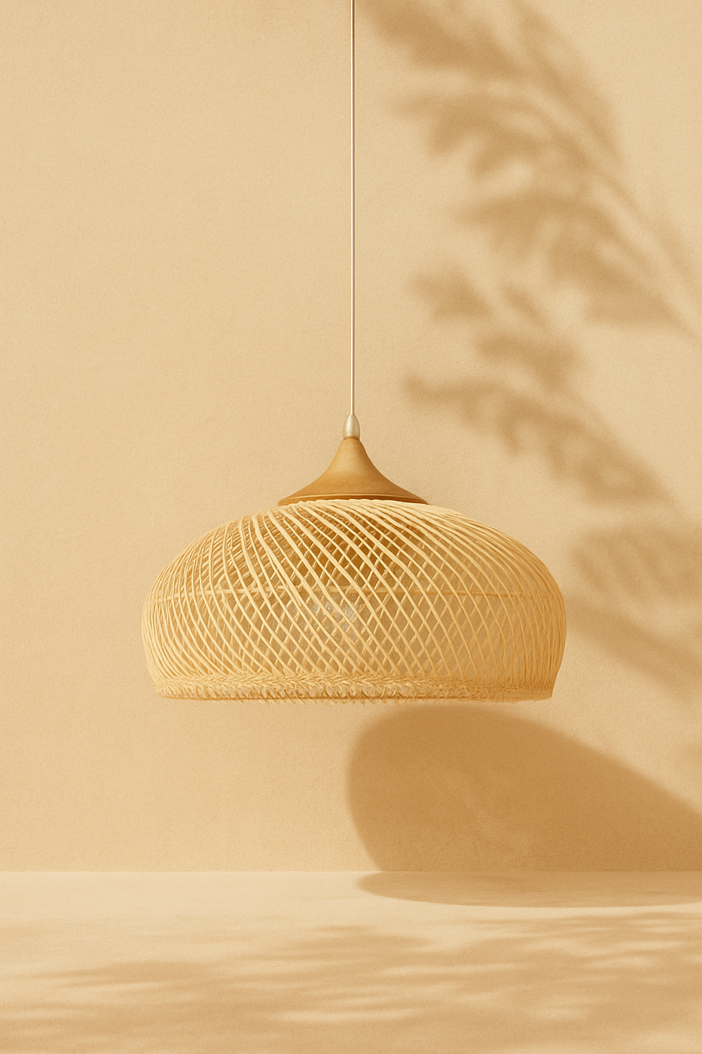 Suspension bohème chic travertin et bois-Déco Bohème