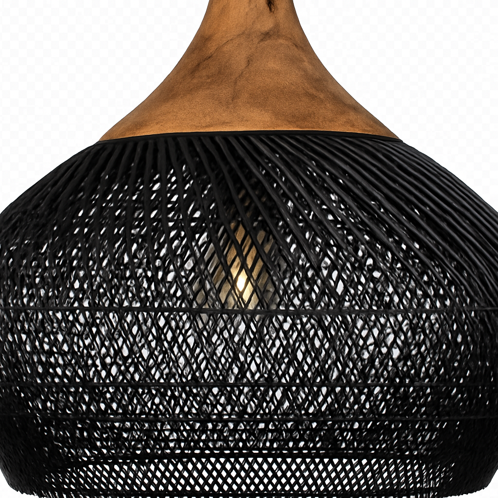 Suspension Bohème en Rotin Noire LED