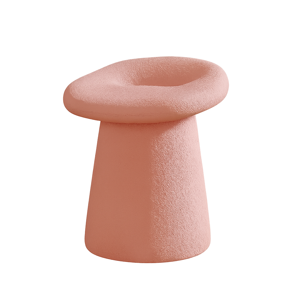 Tabouret Bohème Chic Bois et Tissu Rose