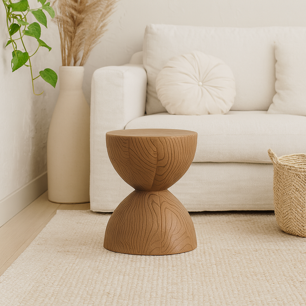 Tabouret Tronc Bois Foncé Rustique ou Table d’Appoint Bohème