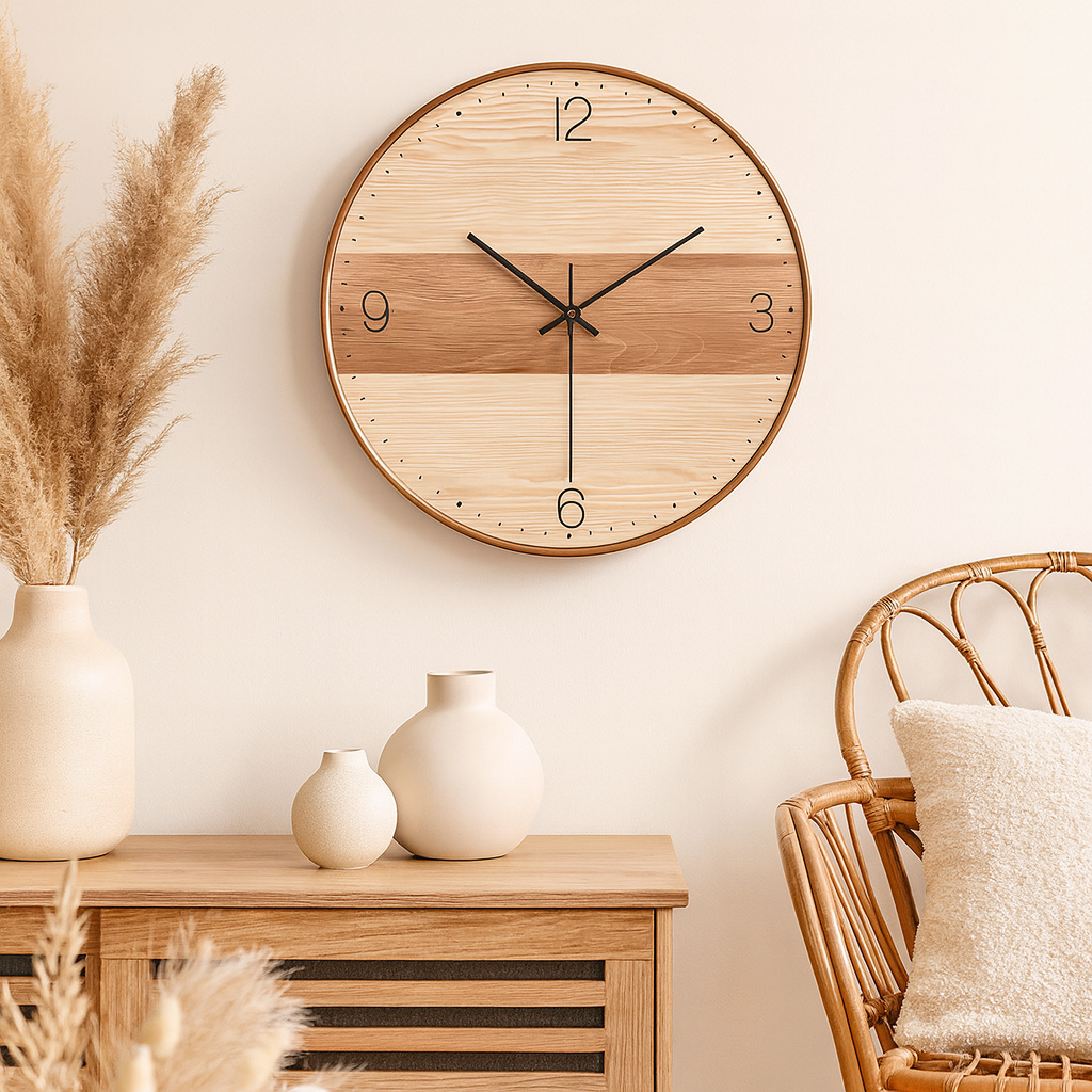 Horloge en Bois Silencieuse noir-Déco Bohème