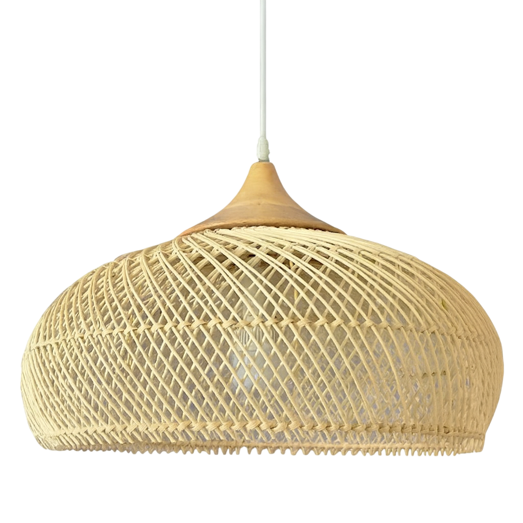 Suspension bohème chic LED bambou et rotin WabiSabi