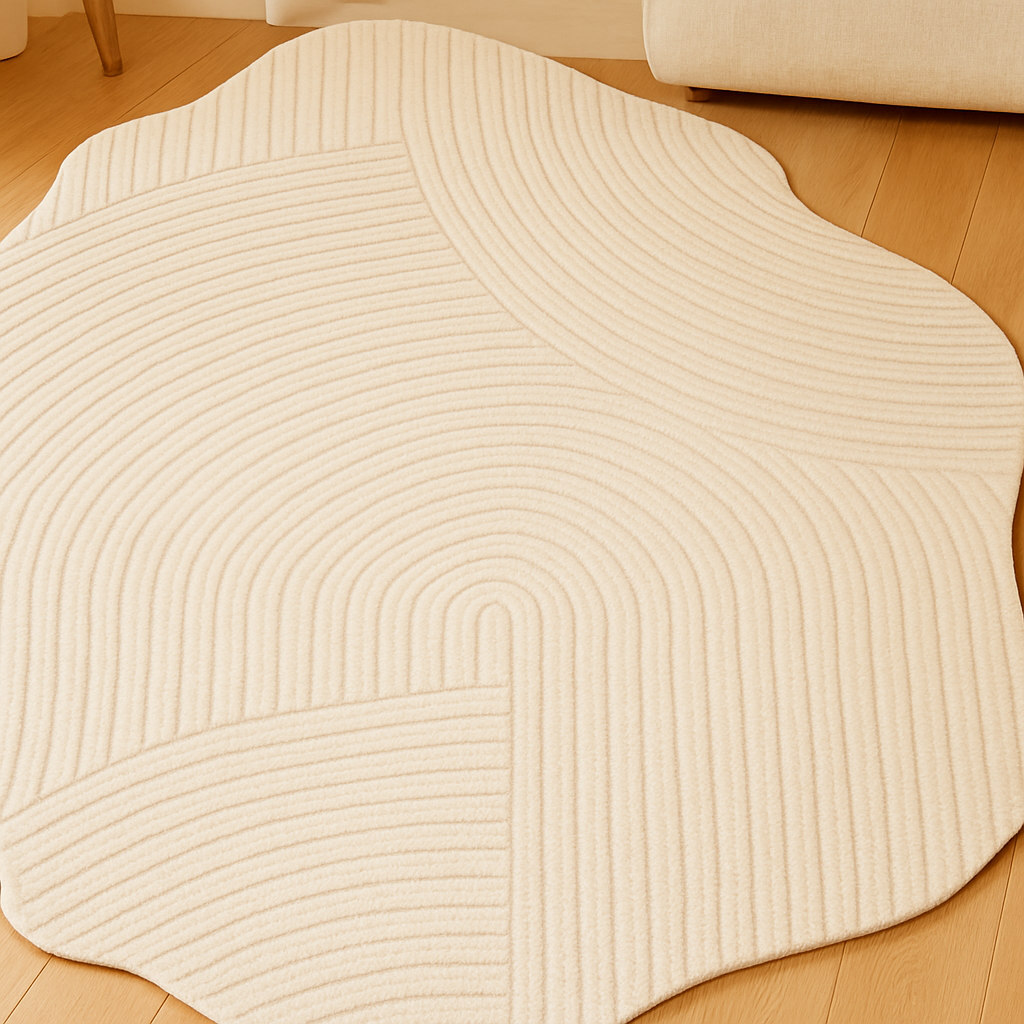 Tapis Salon Crème Irrégulier Doux Bohème Chic-Déco Bohème