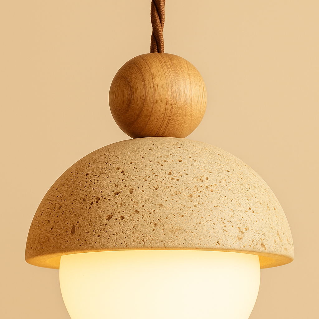 Suspension Soléa Travertin et Bois-Déco Bohème