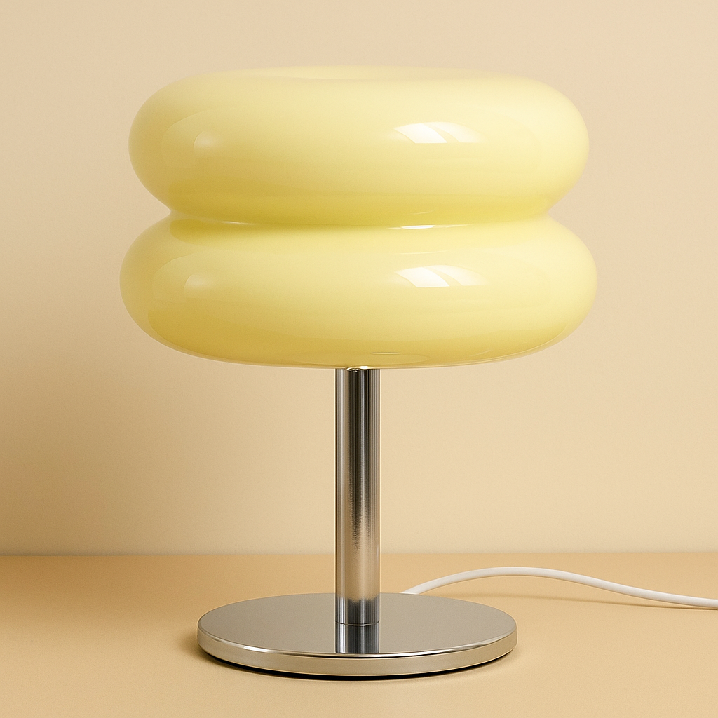 Lampe Macaron en Verre Créme-Déco Bohème